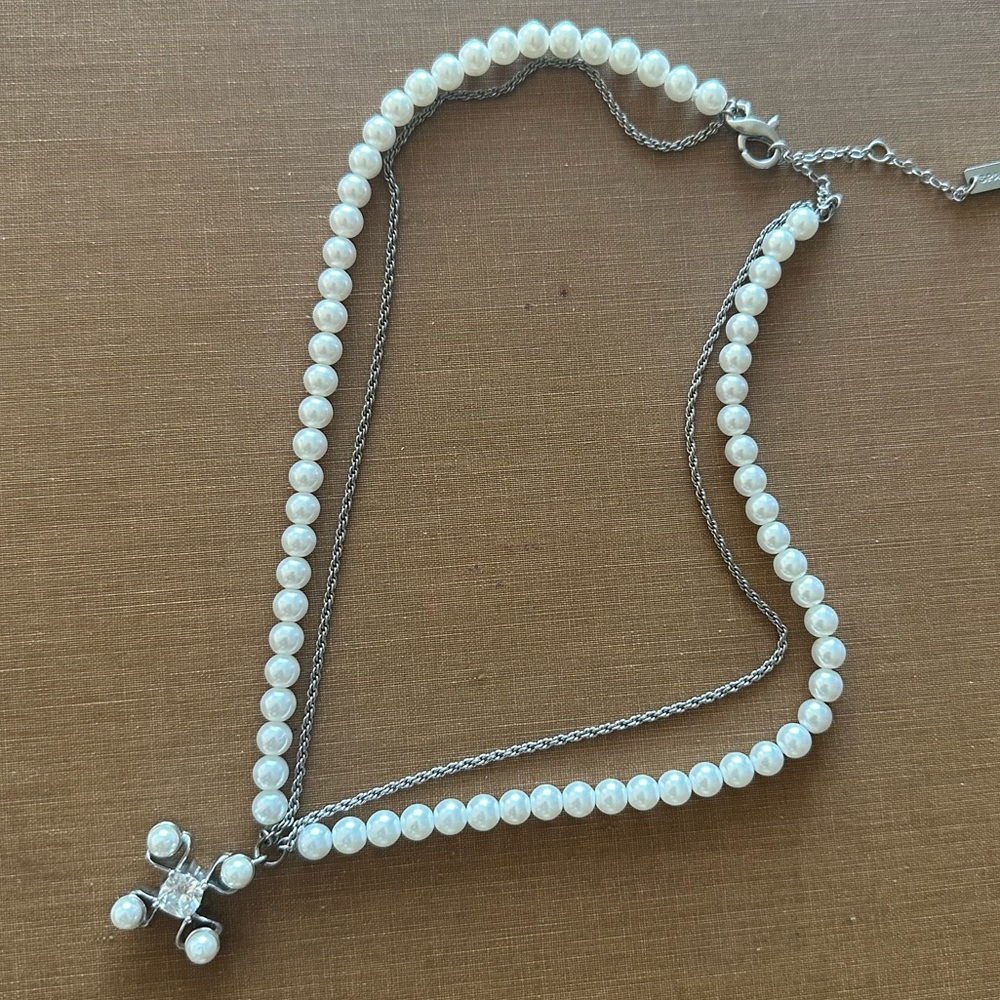 StellarRecycle Necklass WHITE GOLD +
PEARL + ENVIRONMENTAL -FRIENDLY COPPER NEW